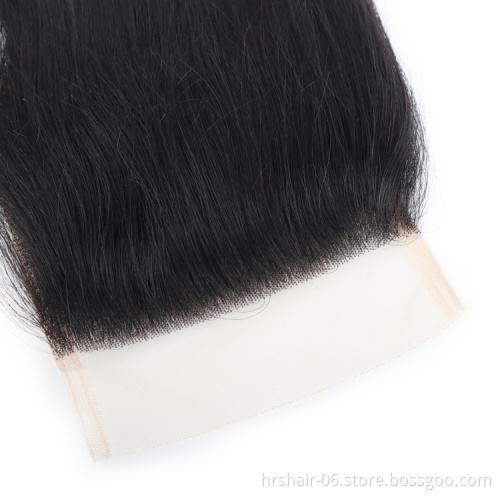 4*4 lace closure 100% human hair free part silky Virgin Cuticle Aligned Brazilian natural color Human Hair wholesale price